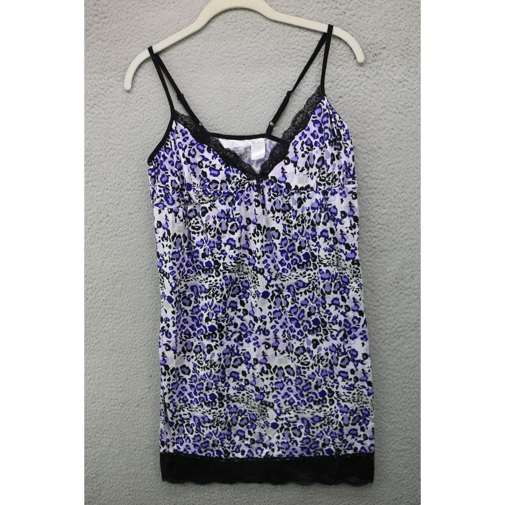 Seven Apparel Babydoll Purple Black Animal Print Nightie-Medium-Soft